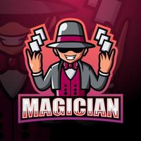 Magier-Maskottchen-Esport-Logo-Design vektor