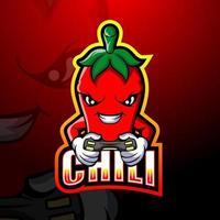 Chili-Gamer-Maskottchen-Esport-Logo-Design vektor