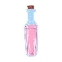 flaskor med elixir isolerad på vit bakgrund. vintage häxa kolv färg rosa. vektor