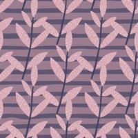 rosa blad brances seamless mönster på randig bakgrund. kvistar oändliga tapeter. dekorativ bakgrund vektor