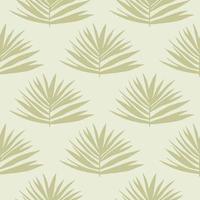 tropiska blad buske seamless mönster med ljus pastell bakgrund. beige bladverk. enkel blommig bakgrund. vektor