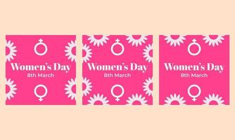 rosa kvinnodagen inläggssamling för sociala medier vektor
