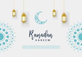 ramadan kareem mit islamischem ornament halbmond und goldener laterne vektor