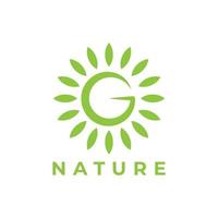 bokstaven g natur blad logotyp design vektor