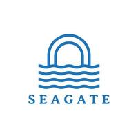 Einfaches Sea Gate Line-Logo-Design vektor