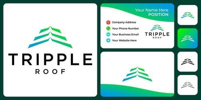 Triple Roof Estate Logo-Design mit Visitenkartenvorlage. vektor