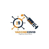 Spritzenlogo mit einfachem Design für Corona-Virus-Präventionsimpfstoff vektor
