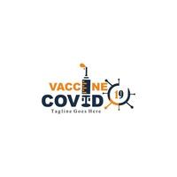 enkel design sprutlogotyp för vaccin mot coronavirus vektor