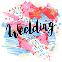 Hochzeit, handgezeichnete Etiketten für Grußkarten, vektor