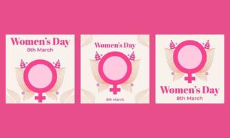 rosa kvinnodagen inläggsdesign för sociala medier vektor