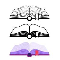 offenes Buch-Logo, Symbol, flaches Design, Vektor