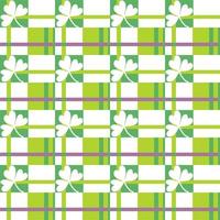 klee glücksblatt st. patrick day nahtloses muster im karierten schachstil mit weißem kleeblatt auf hellgrünem und dunkelgrünem quadrat. Muster für Stoff oder Papier Vintage Retro-Stil Hintergrund vektor