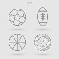 uppsättning sportboll ikon. abstrakt sportskylt och symbol för fotboll, fotboll, basket och golf. enkel platt ikon för webbplats eller mobilapp. vektor. vektor