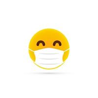 gul emoji med skyddande medicinsk mask. skydd under virus. vektor