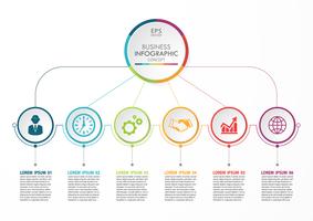 Präsentationsvorlage Business Infografik mit 6 Optionen. vektor