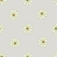 minimalistische pastelltöne nahtloses muster mit botanischen gänseblümchenblumenformen. grauer Hintergrund. Gekritzeldruck. vektor