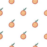 isoliertes nahtloses Fruchtmuster mit einfachen orangefarbenen halben Apfelformen. weißer Hintergrund. einfaches Design. vektor
