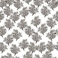 isolerade sömlösa mönster med handritade lila slumpmässiga bush element. vit bakgrund. blomtryck. vektor