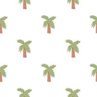 isoliertes nahtloses hawaiianisches muster mit einfachen grünen und braunen palmenformen der karikatur. vektor