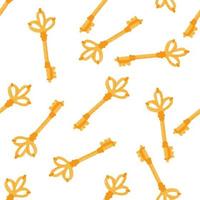 isolerade sömlösa mönster med doodle nycklar prydnad. orange färgad vintage prydnad på vit bakgrund. vektor