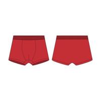 Boxershorts technische Skizze. rote Boxershorts Unterwäsche für Jungen vektor