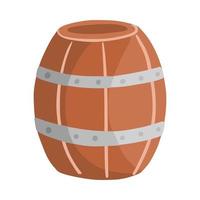 Holzfass isoliert auf weißem Hintergrund. Cartoon-Symbol für Getränkebehälter. Alkoholfass-Symbol. vektor