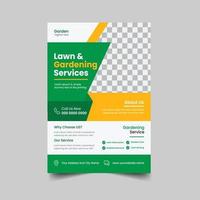 Flyer-Vorlage für die Rasen- und Gartenpflege vektor