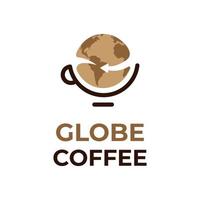 kaffeecafé mit globus- und tassendesign-logo-inspiration vektor