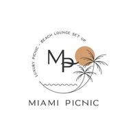 letter mp beach miami picknick design logo inspiration vektor