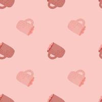 einfache küche nahtloses muster mit doodle heißen schokoladentassenelementen. Kunstwerk in rosa Pastelltönen. vektor