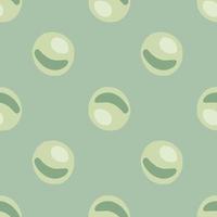 blasses nahtloses Muster mit grünen Perlenformen des Gekritzels. abstrakte Ozeanverzierung auf blauem hellem Hintergrund. vektor