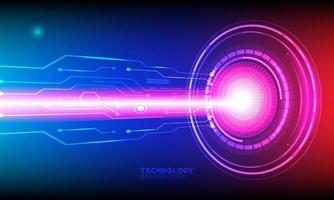 vektor bakgrund abstrakt teknik kommunikation koncept. cyber cirkel laser figur på abstrakt bakgrund. blått och rött.