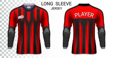 Långärmad fotbollströja t-shirts mockupmall, Grafisk design för fotboll uniformer. vektor