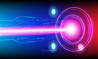 Vektor Hintergrund abstrakte Technologie Kommunikationskonzept. Cyberkreis-Laserfigur auf abstraktem Hintergrund. Blau und rot .