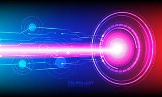 vektor bakgrund abstrakt teknik kommunikation koncept. cyber cirkel laser figur på abstrakt bakgrund. blått och rött.