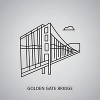 Golden Gate Bridge-Symbol auf grauem Hintergrund. USA, San Francisco. Liniensymbol vektor