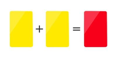 röda och gula fotbollskort. två gula kort är lika med ett rött. fotboll koncept. vektor