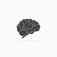 mänsklig hjärna ikon. skugga och vit bakgrund vektor isolerade