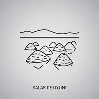 Salar de uyuni-Symbol auf grauem Hintergrund. Bolivien, Uyuni. Liniensymbol vektor