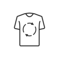 Symbol für Wäsche und chemische Reinigung. Second-Hand-Konzept. T-Shirt-Symbol mit Recycling-Liniensymbol. Vektor