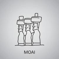 Moai-Symbol auf grauem Hintergrund. Chile, Osterinsel. Liniensymbol vektor