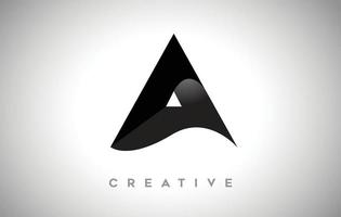 schwarzer Buchstabe ein Logo-Design mit minimalistischem kreativem Look und weichem Schatten auf schwarzem Hintergrundvektor vektor
