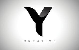schwarzer buchstabe y logo design mit minimalistischem kreativem look und weichem schatten auf schwarzem hintergrundvektor vektor