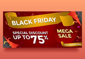 Svart fredag Mega Sale Banner Vector