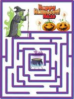 Labyrinth-Spiel findet den Weg der Hexe zum Tranktopf vektor