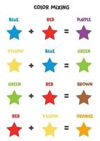 Farbmischschema für Kinder. Primär- und Sekundärfarben. vektor