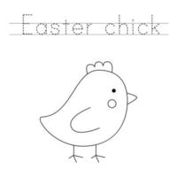 spåra bokstäverna och färg söt påsk kyckling. handskriftsträning för barn. vektor