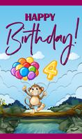 Alles Gute zum Geburtstagkarte mit Affen und Ballonen vektor