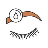 färgikon för sminkborttagning. borttagning av ögonbrynstoner. bryn microblading eller tatuering förberedelse. desinfektion av ögonbryn. isolerade vektor illustration