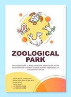 zoologischer park poster vorlagenlayout. Ozeanarium. Wassertiere. banner, broschüre, broschürendruckdesign mit linearen symbolen. Vektorbroschüren-Seitenlayouts für Zeitschriften, Werbeflyer vektor